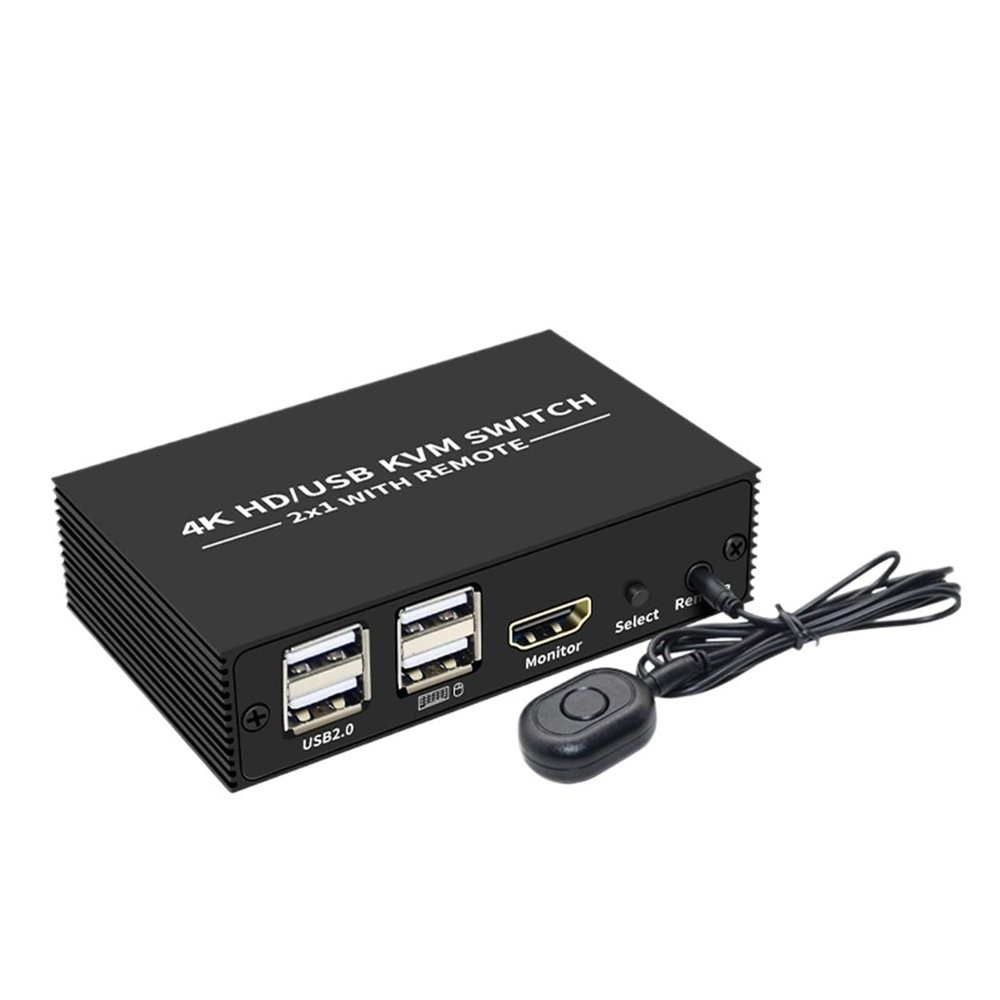 HHBL8I USB KVM Switch USB 2.0 Switcher HDMI-Compatible KVM Switch 2 in 1 Out 4K for 2 PC Sharing Monitor Keyboard Mouse Printer