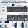 YXX7XY 8K HDMI KVM Switch 2 Monitors 2 Computers 8K@60Hz 4K@144Hz,Dual Monitor KVM Switch with 4 USB 3.0 Hub for Keyboard Mouse Printer(UK Plug Adapter) view 3