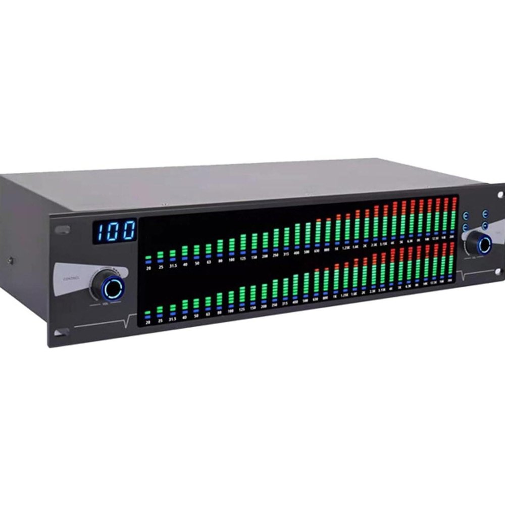 Stereo Audio Mixer Dual, 31 Band Equalizer 2u Graphic Equalizer Effect Controller Dj Digital Mixer Processor Dsp Feedback Eliminator with Individual Led Indicators