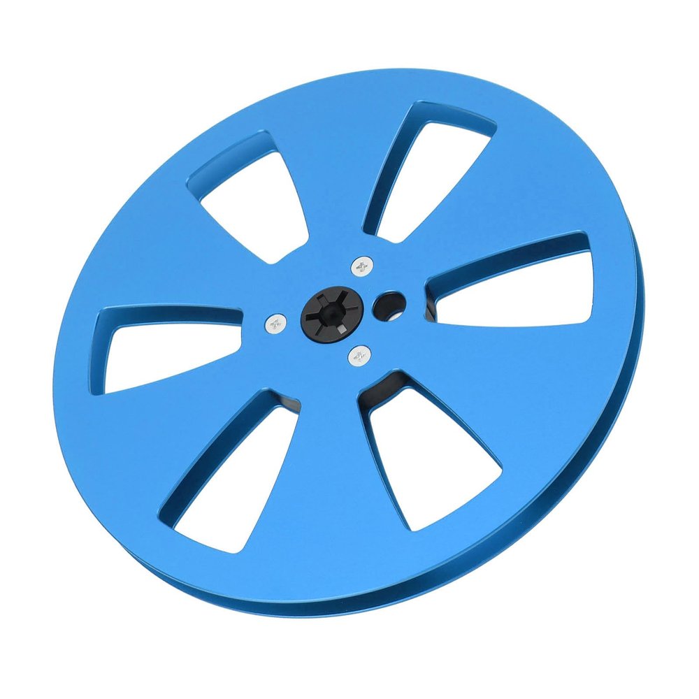 1/4 7 Inch Empty Tape Reel, 3 Holes Aluminum Alloy Nab Open Reel Sound Empty Takeup Reel for Revox Studer, Universal Recording Reel for Reel to Reel Tape Player (Blue Black)