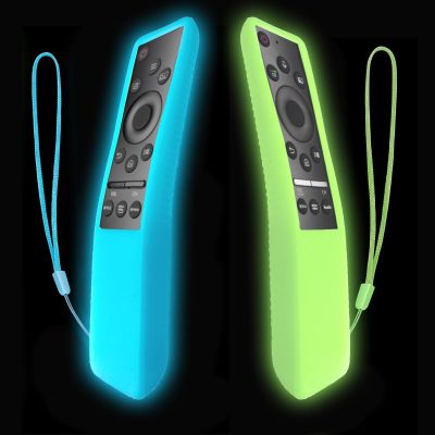 2 Pack Remote Cover for Samsung Smart TV, Case Compatible with Samsung Remote BN59-01241A 01242A 01260A 01266A 01312A Glow in The Dark Silicone Protective Remote Skin Sleeve (Glow Green+Glow Blue)