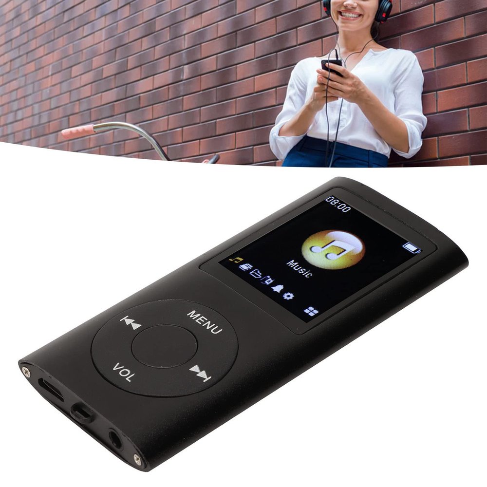 Portable MP3 Music Player, Aluminum Alloy Portable Music Player with 1.8 Inch LCD Screen Supports up to 64G Memory Capacity (Black)