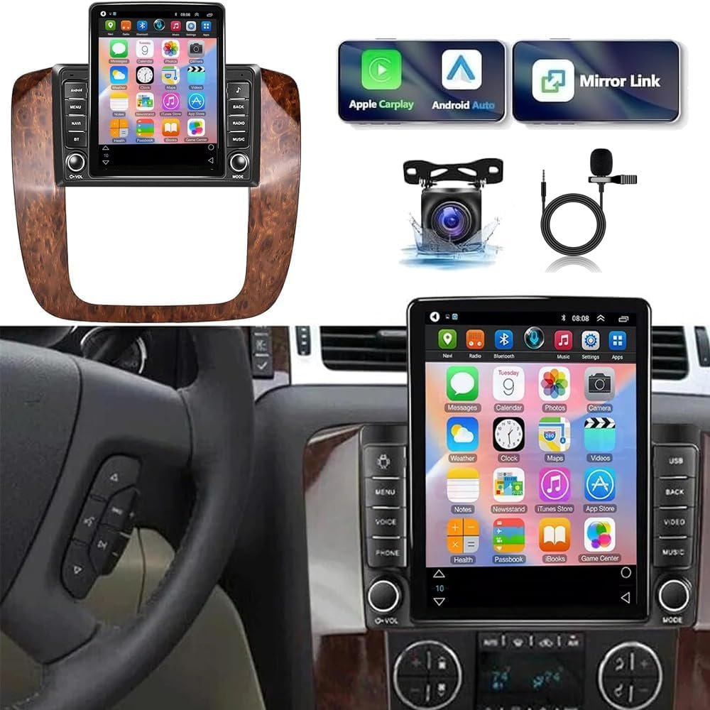 9.7  car Radio Stereo for Chevrolet GMC 2007 2008 2009 2010 2011 2012 2013 2014 Radio,Android 13 HD Touch Screen with Wireless Carplay/Android Auto Double Din GPS Navigation BT WiFi Camera2+32G