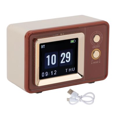 GOWENIC Retro BT Speaker, Stereo Effect, Display Design, Clock and Calendar Function, Portable Vintage Speaker for Home Bedroom Outdoor