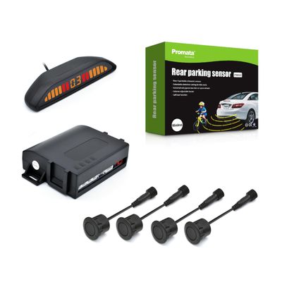 Promata PSW-81 12-24V Wireless Parking Sensor, Wireless Parking Kit with 4 58Hkz Sensors for Car Truck Trailer, Upside Down Display with Adjustable Alarm Volume