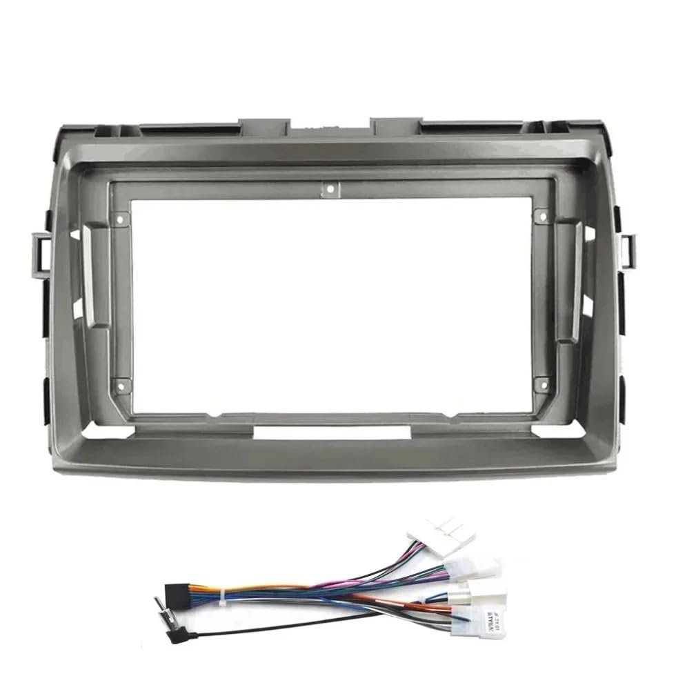 JNOEEDWN Car Radio Frame 9 Inch Compatible with PREVIA/Estima/Tarago Android MP5 Player Casing 2 Din Head Unit Fascia Stereo Dash Cover(Silver Cable)