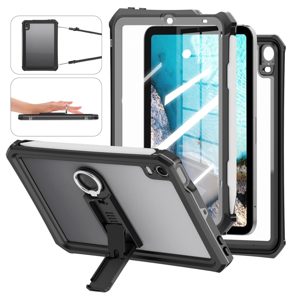ShellBox Case Fit with iPad mini 7(A17 Pro)/ 6 Generation 2024, Waterproof case, Built in Pencil Holder, Built-in Screen Protector, Full Body Protective Pad Cover for iPad mini 7th/6th 8.3 inch