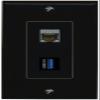 RiteAV CAT6A USB-3 Wall Plate Decorative [Black] view 1