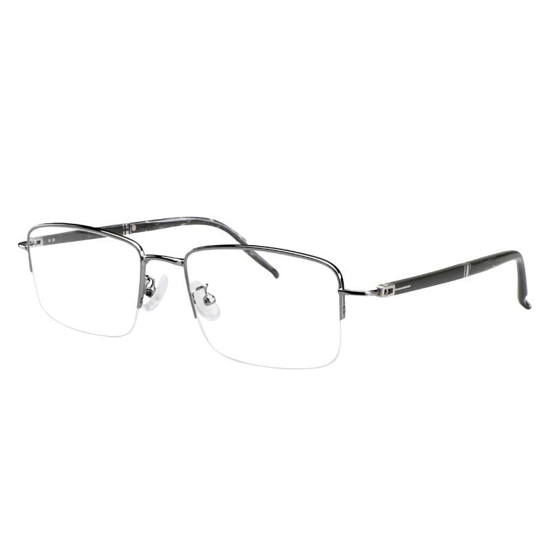 YEIN Blue Light Blocking Glasses, Phone TV Computer Gaming Glasses, Anti Eyestrain, Half Frame Glasses With Metal For Women MenGray+1.50Magnification