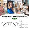 YEIN Blue Light Blocking Glasses, Phone TV Computer Gaming Glasses, Anti Eyestrain, Half Frame Glasses With Metal For Women MenGray+1.50Magnification view 3