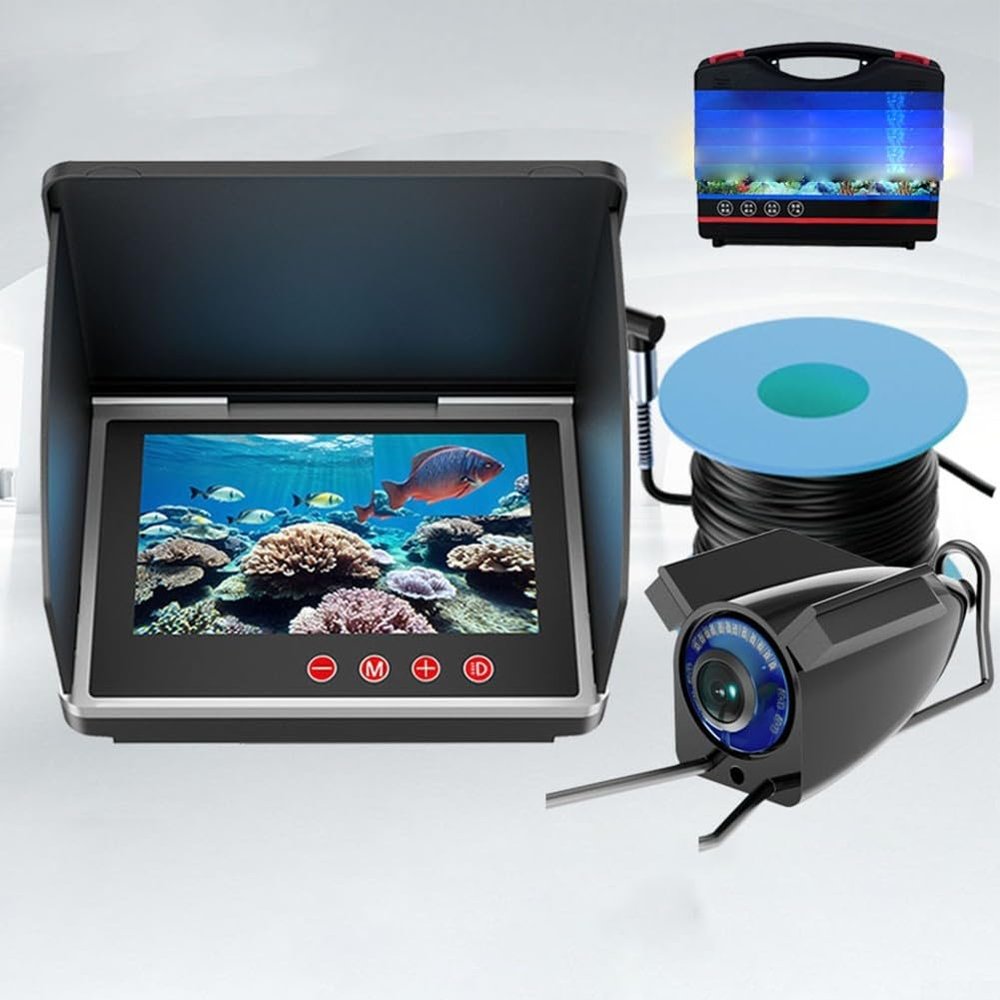 Underwater Fishing Camera, 4.3 Inch HD Ice Fishing Camera for Ultra Clear Screen, Fish Finder Underwater Fishing Camera Ice Boat(4.3IPS+camera30m)