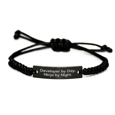 Developer By Day Ninja By Night Gift for Him or Her Adjustable Rope Bracelet Christmas Unique Gifts