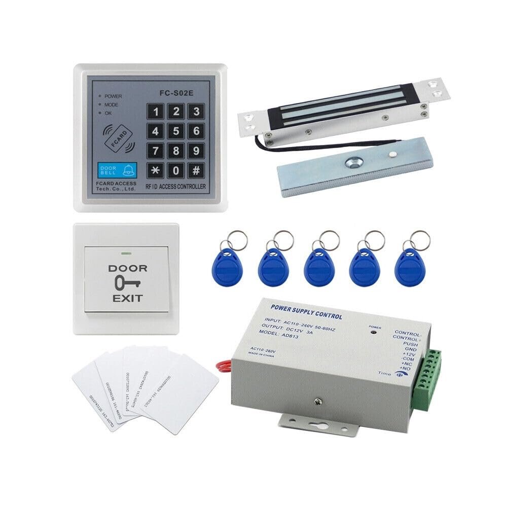 Access Control System w/280kg Electronic Lock+Power Supply+Exit Button+10EM Card