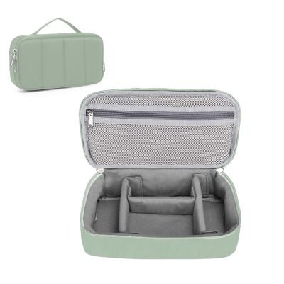 MOSISO Electronic Organizer Travel Case, Puffy Electronic Accessories Carry Case for Cable, Charger, Phone, Earphone, Mouse and Other Accessories, Portable Storage Bag with Handle, Antique Green