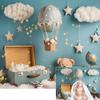 10x8ft Birthday Backdrop for Photography Bear White Cloud Star Suitcase Globe Hot Air Balloon Travel Blue Glitter Background Baby Shower Party Supplies Boy Kids Portrait Photo Shoot Studio Props view 1