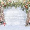 10x10ft Christmas Photography Backdrop White Wooden Snower Scene Christmas Pine Tree Background for Family Child Holiday Portrait Photoshoot Props view 1