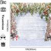 10x10ft Christmas Photography Backdrop White Wooden Snower Scene Christmas Pine Tree Background for Family Child Holiday Portrait Photoshoot Props view 2