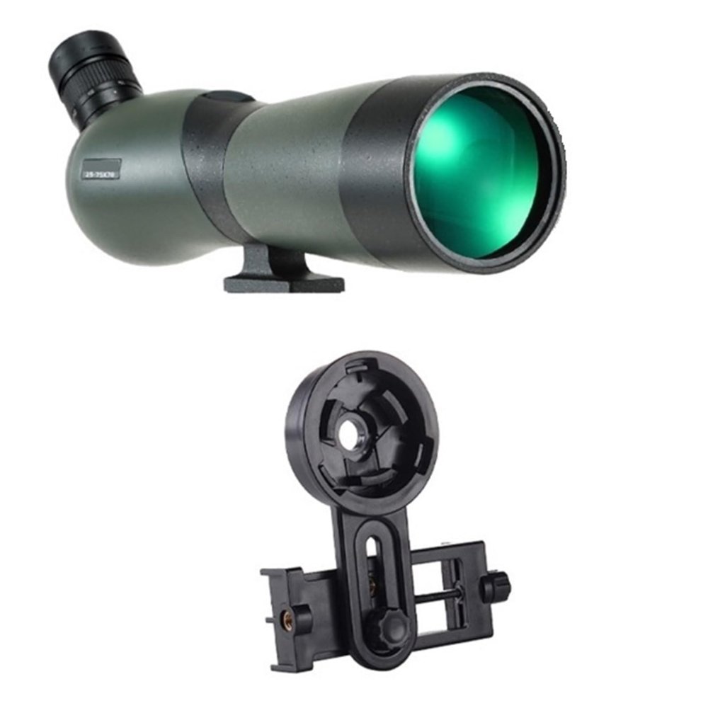 25-75x70/ 60 HD Telescope Zoom Monocular WatchingBird Powerful Long Range Waterproof Spotting Scope for Shooting Camping Tourism(25-75x70 Green A)