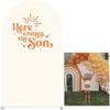 Aerdce Beige White Arch Backdrop Cover Here Comes The Sun Theme Stretchy Arched Stands Covers for Welcome Little Man Party Baby Shower Decoration Supplies(No Stand!) view 1
