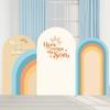 Aerdce Beige White Arch Backdrop Cover Here Comes The Sun Theme Stretchy Arched Stands Covers for Welcome Little Man Party Baby Shower Decoration Supplies(No Stand!) view 4