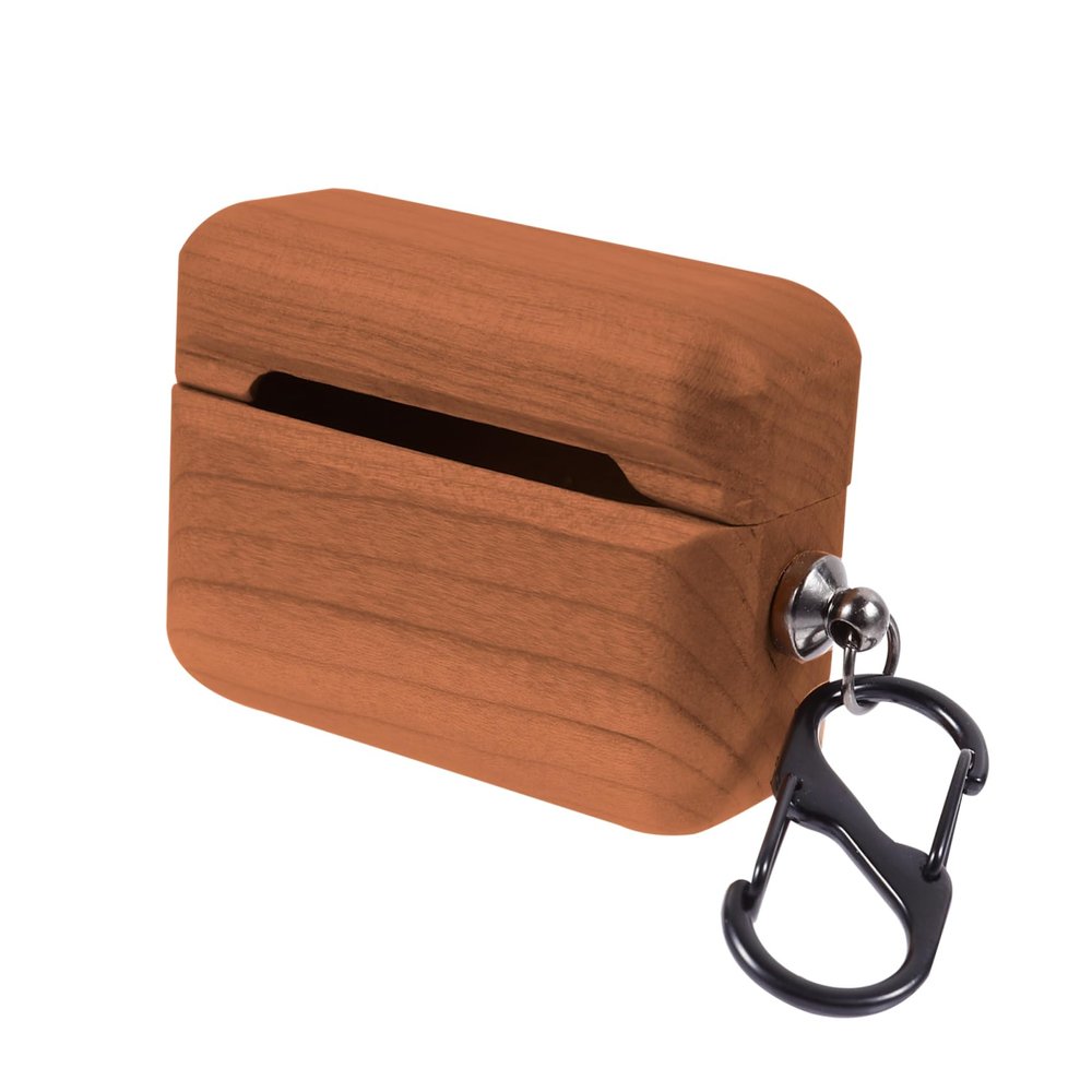 HOMSFOU 1pc Cherry Wood Earphone Case Protective Cover for Charging Portable Design Stylish Accessory for Wireless Earbuds