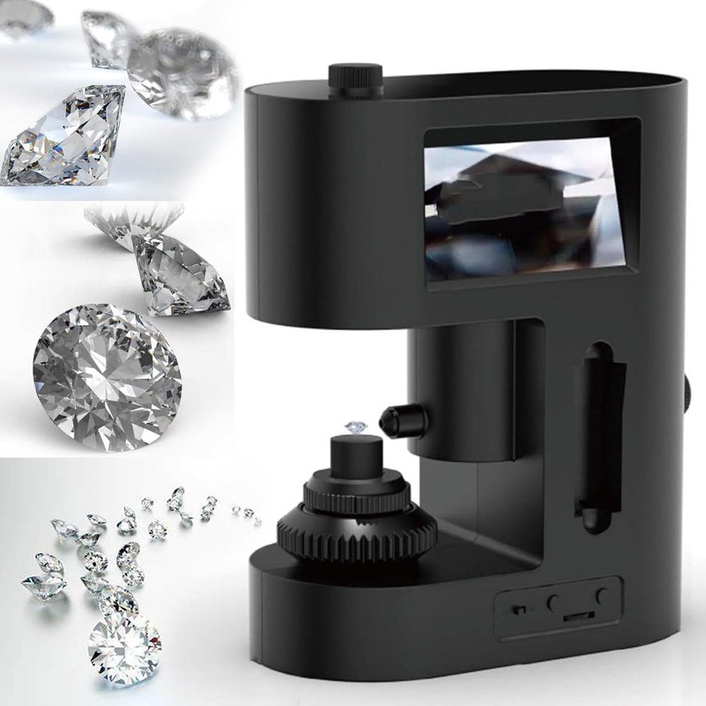 Digital Electron Microscope, 30-200X Diamond Girdle Viewer with LED Fill Light and Dual Screen Display, Adjustable Focus and Clear Image, for Diamond Inscription Viewer