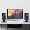 Unnsiapit Universal Speaker Stand Pair, H6in Desktop Bookshelf Speaker Stands Holder for Surround Sound Studio Monitors Up to 33lbs, for Home Theater Living Room Floor, Black & Brown view 2