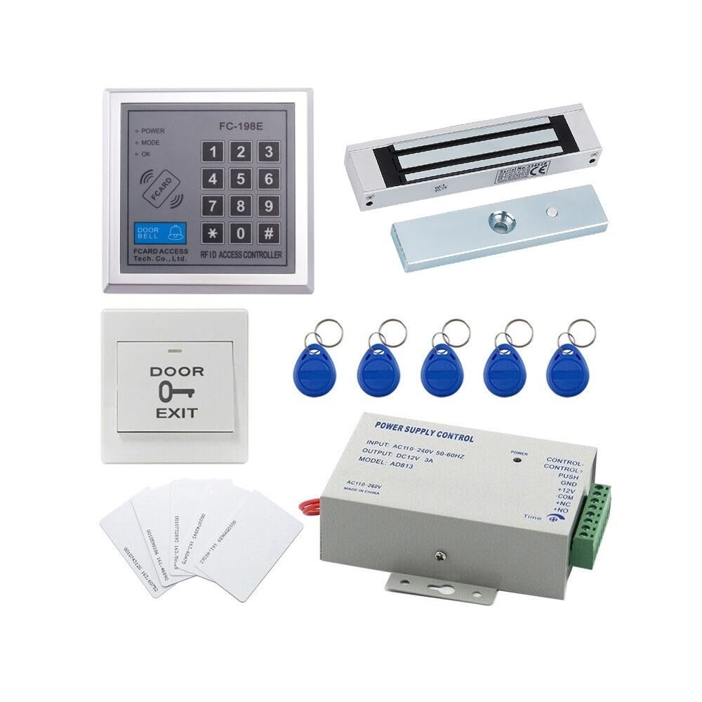Access Control System w/180kg Electronic Lock+Power Supply+Exit Button+10RF Card