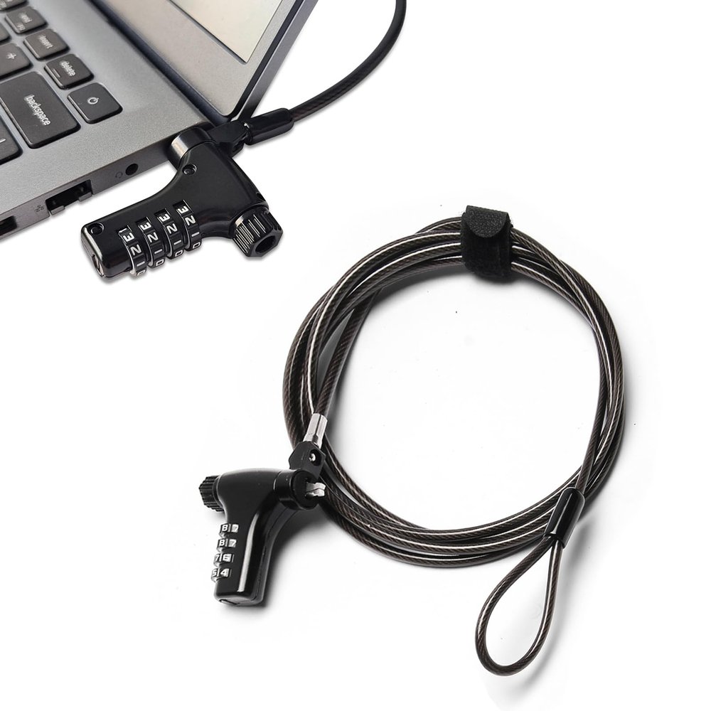 Universal Laptop Combination Lock, 2M/6.5FT Laptop Cable Lock, 4-Digit Resettable Password Anti-Theft Computer Lock, Zinc Alloy Weatherproof Security Cable for Laptops, Notebooks, Monitors, Projectors