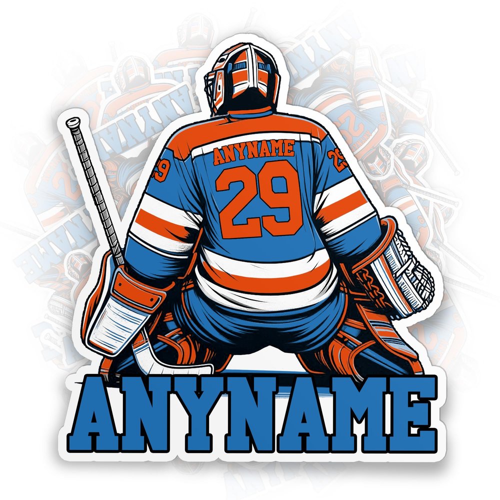 (New Update) Personalized Hockey Goalie Sticker Custom Name Number Male/Female Ice Hockey Sports Hockey Mom Waterproof Die-Cut Vinyl Sticker for Water Bottle Laptop Hardhat Birthday Gift for Her Him