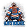 (New Update) Personalized Hockey Goalie Sticker Custom Name Number Male/Female Ice Hockey Sports Hockey Mom Waterproof Die-Cut Vinyl Sticker for Water Bottle Laptop Hardhat Birthday Gift for Her Him view 1