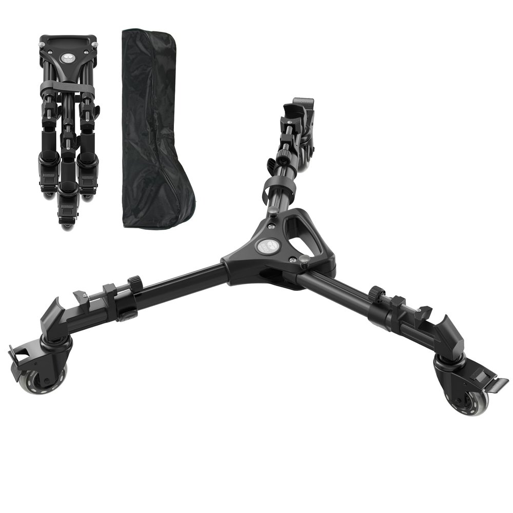 SIRUI Photography Tripod Dolly, Heavy Duty Universal Tripod Wheels with 3" Rubber Wheel, Adjustable Legs, 33lbs Capacity for DSLR Cameras Camcorder Photo Video Lighting (AM-DF02)