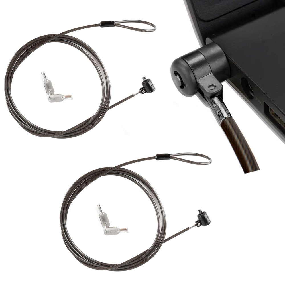 2 Pack Laptop Lock,Keyed Anti-Theft Security Cable Lock, 6.6ft Steel Cable,Cable Lock for HP Laptops, Lenovo, Asus, Acer & Other Notebooks and TabletsBlack