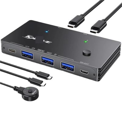 USB 3.2 Gen 2 USB Switch,10Gbps USB Switch 2 Computers Share 4 USB for PC Laptop Keyboard Mouse