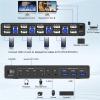 8K@60Hz Displayport USB3.0 KVM Switch 2 Monitor for 4 Computer, DP1.4 Switch 4 Port with Audio Microphone Output 3 USB 3.0 Ports(US Power Adapter) view 2