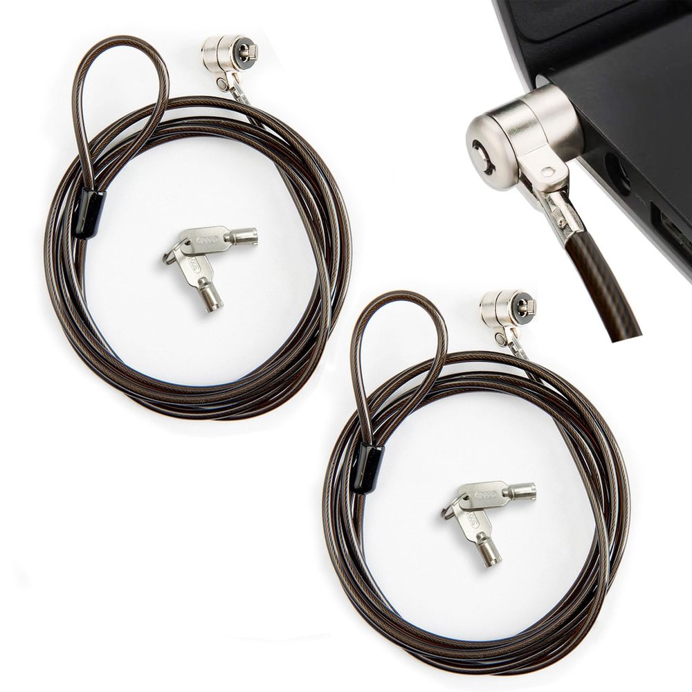 2 Pcs 6-Foot Laptop LocksHardware Security Chains with KeysSturdy Steel3x7mm Lock Hole,for Samsung Lenovo Android and All Other Notebooks and TabletsSilver
