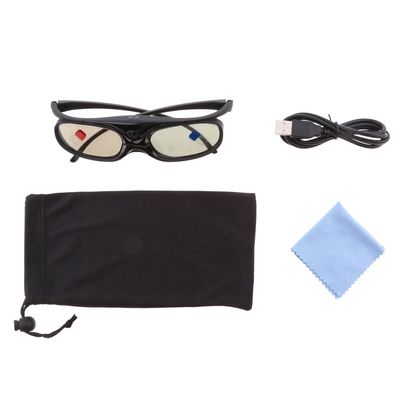 Pistro Rechargeable DLP-Link Active Shutter 3D Glasses for Projectors 96Hz-144Hz Lightweight Wide Viewing Angle Black