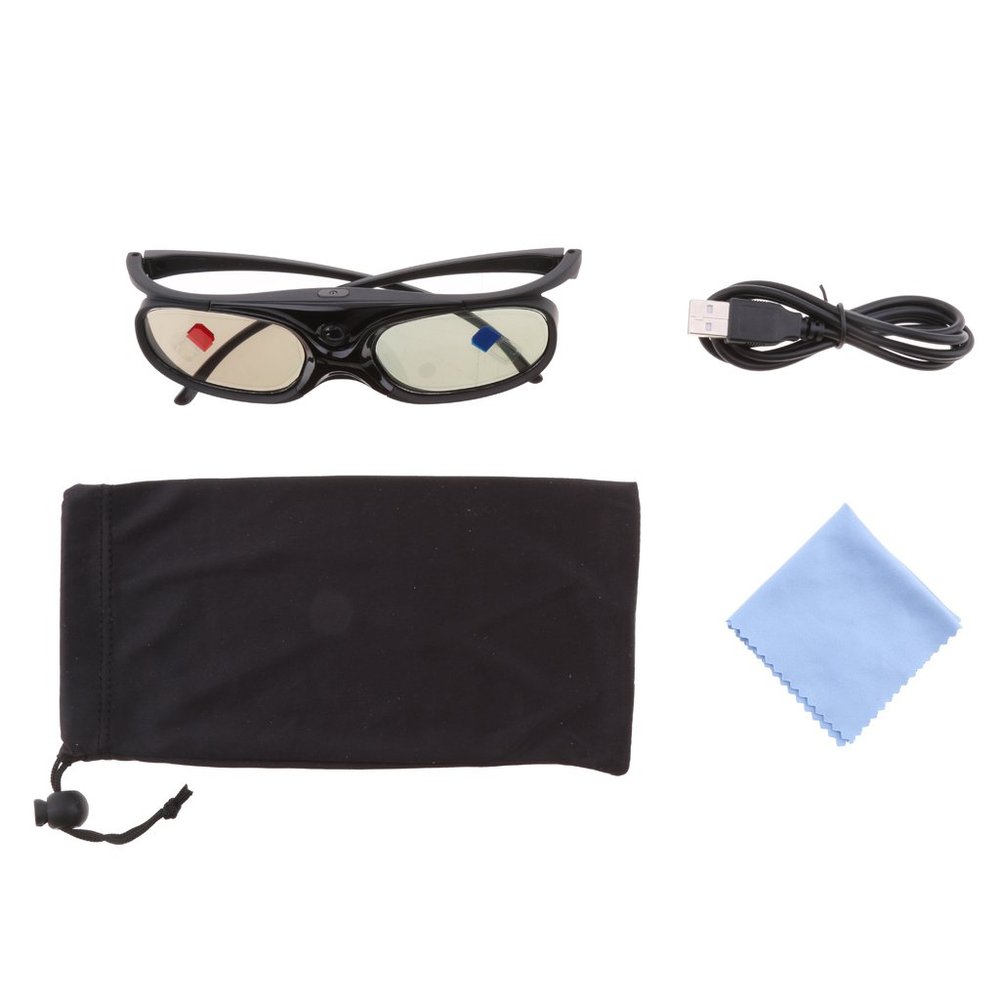 Pistro Rechargeable DLP-Link Active Shutter 3D Glasses for Projectors 96Hz-144Hz Lightweight Wide Viewing Angle Black