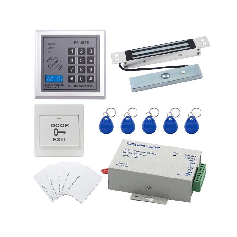 Access Control System w/280kg Electronic Lock+Power Supply+Exit Button+10EM Card FC-198E