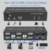 Dual Monitor KVM Switch,DisplayPorts 4K@60Hz DP 1.2 KVM Switch for 2 Computers Share 2 Monitors and 3 USB 3.0 Ports/Audio/Mic(US Plug Adapter) view 2