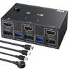 USB 3.0 Dual Monitor KVM Switch HDMI+Displayport 4K@60Hz,2K@120Hz KVM Switch for 2 Computer Share 2 Display and 4 USB3.0 Devices view 1