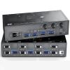 HHBL8I 8K Displayport KVM Switch 2 Monitors 3 Computers 8K@60Hz 4K@144Hz,Dual Monitor KVM Switch Displayport with 4 USB 3.0 Ports(with US Plug) view 2