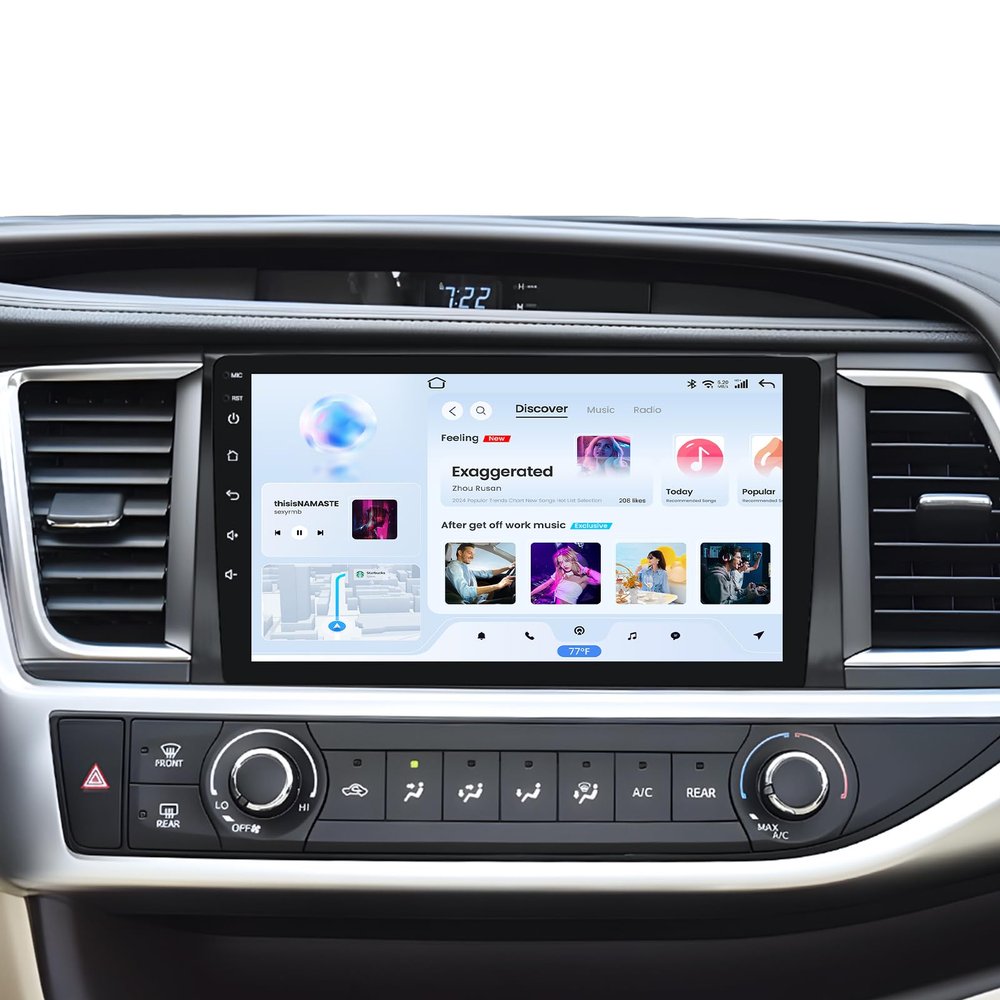 8 Core + 32G ROM Car Radio for Toyota Highlander 2014-2019: 10.2 Inch HD Touch Screen Stereo with Wireless Carplay Android Auto 5G Wi-Fi Bluetooth GPS SWC FM DSP Mirror Link Backup Camera