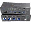 YXX7XY KVM Switch 4 Computers 8K@60Hz 4K@144Hz Simulation USB3.0 Switcher for 4 Computers Share 1 Monitor and Share Keyboard Mou(EU Plug) view 1