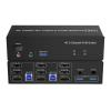 HHBL8I Monitor KVM Switch USB 3.0 for 2 Computers, 4K@60Hz Triple Monitor KVM Switch with Audio/ 3 USB 3.0 Ports(EU Power Adapter) view 1