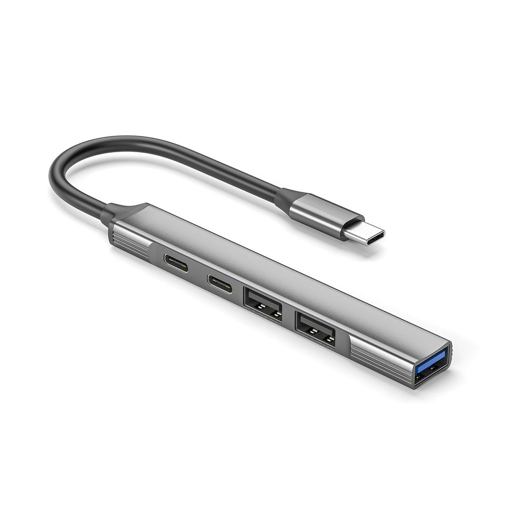 MEIBAOGE USB C Hub 5 in 1 Type C with 60W Charging,2xUSB2.0 USB3.0 USB C 10Gbps for Laptops, Desktops, and Mobile Devices