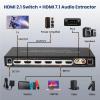 8K HDMI Switch 4 in 1 Out with 7.1CH Audio Extractor & ARC,4x1 HDMI Switch Audio Converter(US Power Adapter) view 4