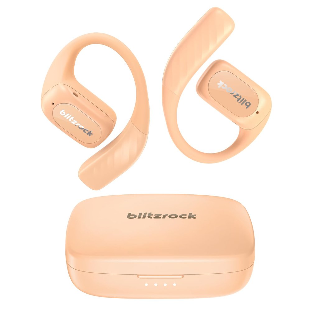 BlitzRock CT3 Open Ear Headphones Bluetooth 5.4, 32Hrs Playtime IPX5, 4-Mic ENC Clear Calls, Custom EQ App, Ergonomic Earhooks for Running/Cycling/Gym