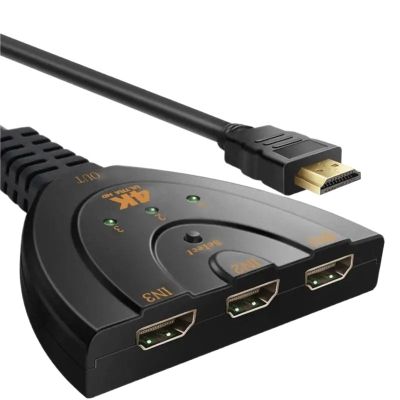 1~5PCS Port 4K 2.0 Cable Auto Splitter Switch Switcher 3x1 Adapter HUB 3D 3 to 1 for Monitor PS5(Black 3pcs)