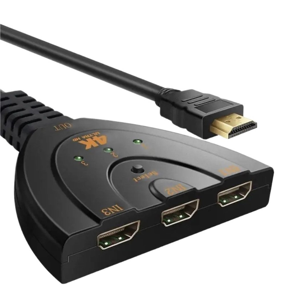 1~5PCS Port 4K 2.0 Cable Auto Splitter Switch Switcher 3x1 Adapter HUB 3D 3 to 1 for Monitor PS5(Black 3pcs)